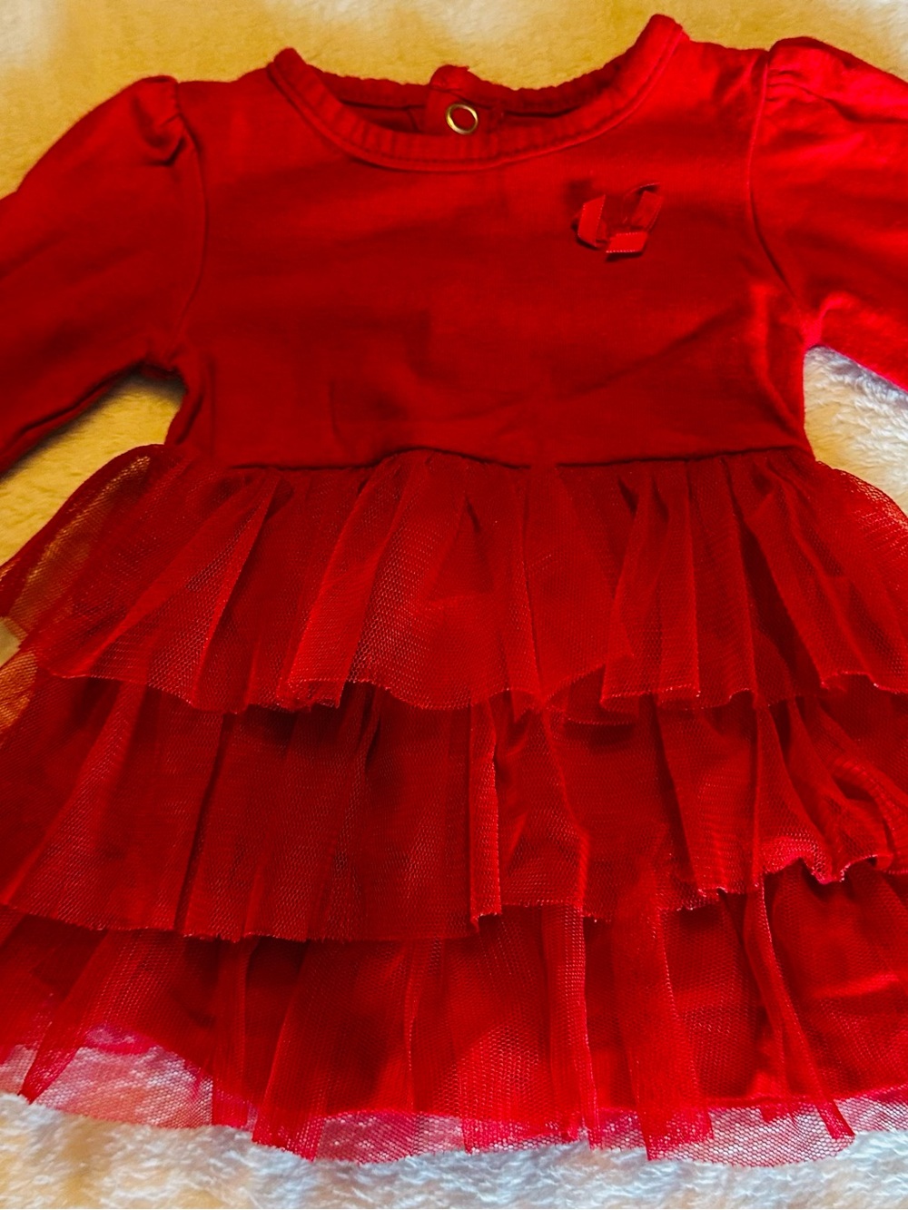 Carter's Red Layered Tulle Dress with Bow